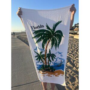 Vintage 80s Elaine FLORIDA beach palm tree souvenir towel retro colorful